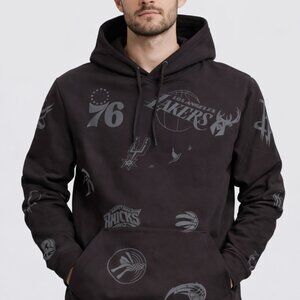Ultra Game NBA Pullover Hoodie Black L All Over Team Logo Sweatshirt